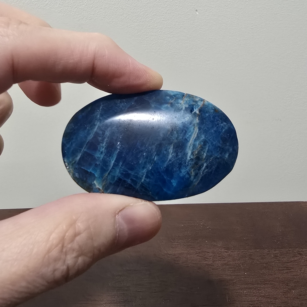 Blue Apatite Crystal Palmstone #B